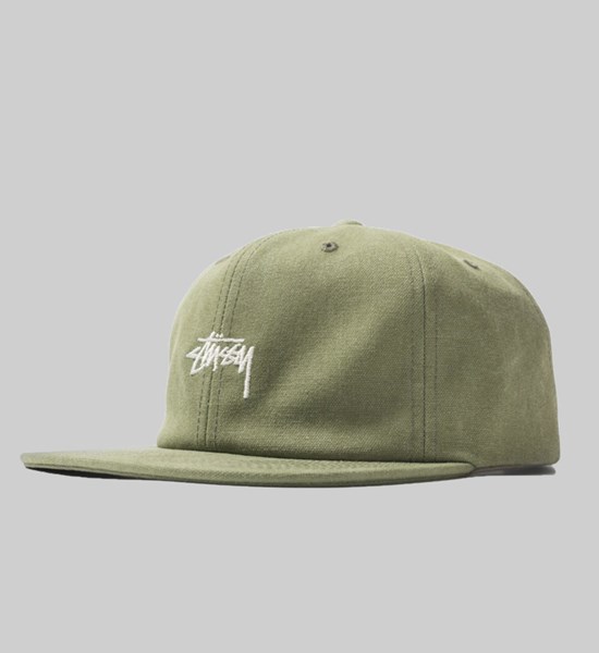STUSSY STOCK WASHED CANVAS CAP OLIVE 